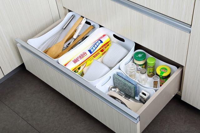 YBM HOME Storage Bins - Open Plastic Organizers and Storage Basket for Kitchen Pantry Organization, Under Sink Bathroom Storage, Toy Baskets, Food Storage Box Containers (Medium - 2 Pack, White)