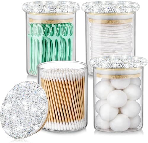SlowVibes Bling Glass Qtip Holder, 4 Pack,Anti dust and moisture