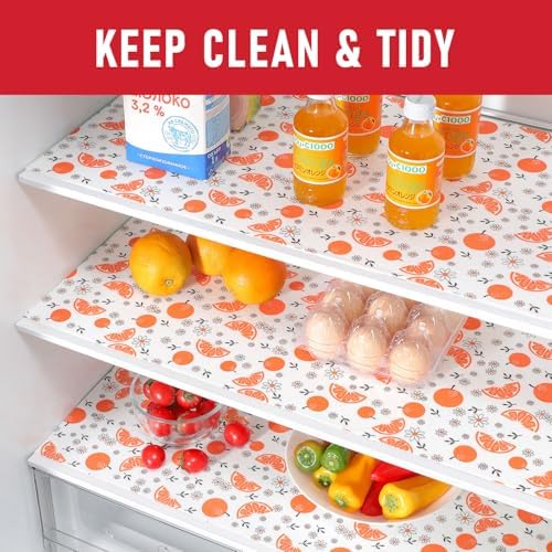 Cooyes Shelf Liners, 2-in-1 Non-Slip Fridge Mats, Absorb Excess Moisture, Machine Washable, No-BPA Multiple Sizes for Glass Shelves, Kitchen Cabinets, Drawers (12 W x 24 L Inches, Dasiy-6 Pack)