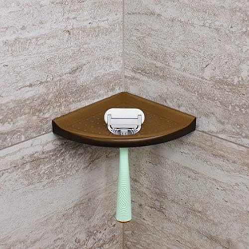 Questech 5" Corner Shower Footrest, Lugged for New Construction, Shaving Shelf for Inside Shower, Bathroom Storage Corner Caddy, Metro Lugged, Gold Finish