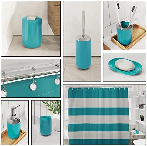 Clara Clark Bathroom Set - Teal Bathroom Accessories Set, 20PC Bathroom Accessory Set, Shower Curtain Set with Liner, Toothbrush Holder, Soap Dispenser, Soap Dish, Toilet Brush Holder, and Trash Can