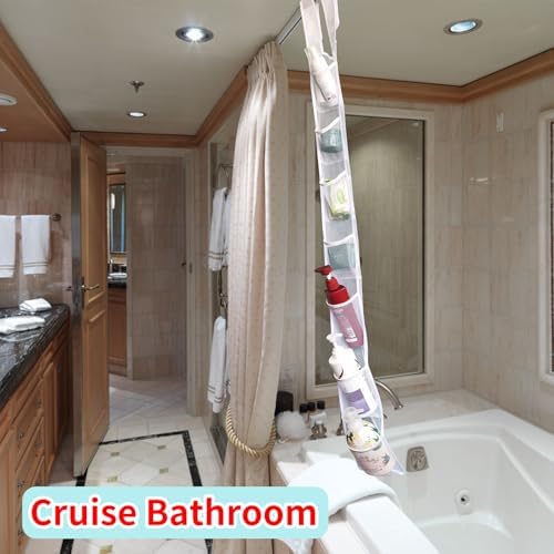 Mesh Shower Caddy Hanging,Hanging Organizer with 7 Pockets,Made of Premium Polyester,as a Hanging Mesh Organizer for the Bathroom of Your Home, Camper, RV, Or Cruise(2Pack)