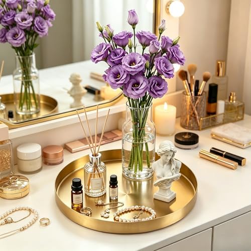 Gold Serving Tray, 30cm/12 inch, Stainless Steel Round