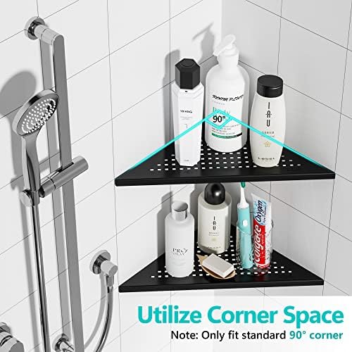 Qeke Corner Shower Shelves, 10” Recessed Tile Shower Shelf Black, 2 Pack