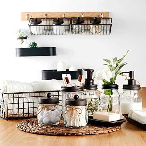 SheeChung Glass Mason Jar Bathroom Accessories Set, 6Pcs Farmhouse Decor