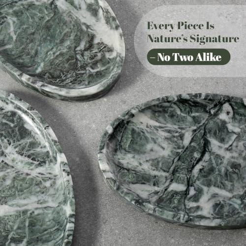 Koville Natural Marble Tray, Vanity Decorative Oval Marble Tray for Home, Countertop Organizer, Catchall Tray for Perfume, Candles, Jewelry