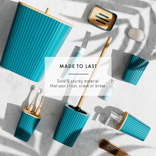 Clara Clark Teal Bathroom Set, Shower Curtain Set, Bathroom Accessory Set