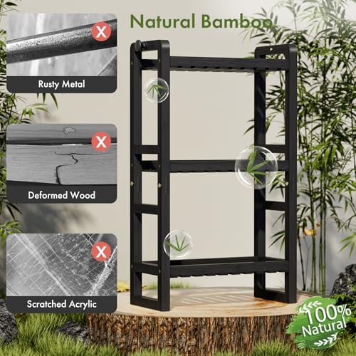 AmazerBath Bamboo Over The Toilet Storage Shelf - 3-Tier Bathroom Organizers and Storage Shelves, 2 in 1 Dual Stable Above Over Toilet Bamboo Shelf Home Storages Rack for Small Bathroom, Black