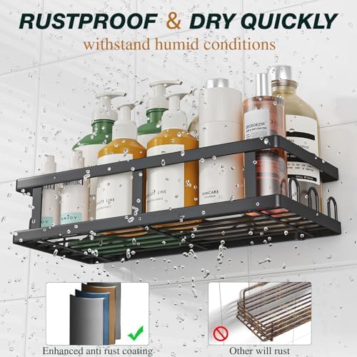 Youvip Shower Caddy, Black, Adhesive No Drill Bathroom Organizer