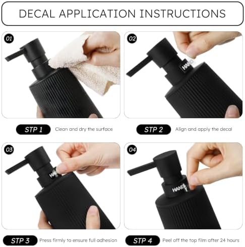 Black Bathroom Soap Dispenser and Toothbrush Holder Set with Non-Slip Base