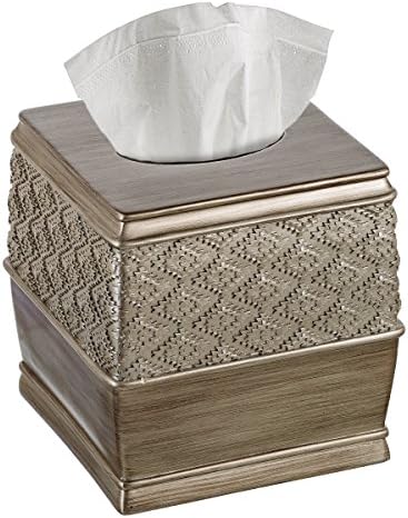 Dublin Silver Square Resin Tissue Box Cover