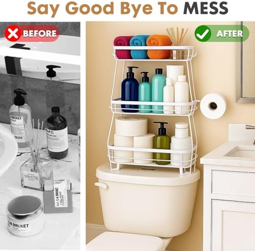 ShellKingdom Over The Toilet Storage Shelf, 3 Tier Toilet Paper Holder Rack