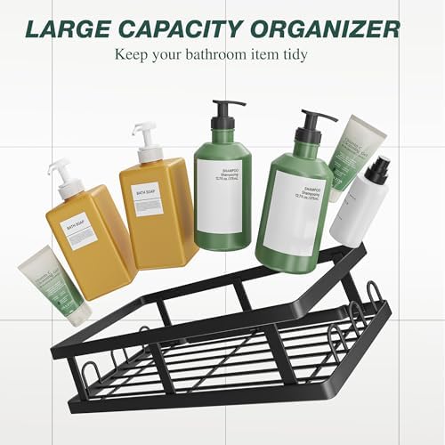 Youvip Shower Caddy, Black, Adhesive No Drill Bathroom Organizer