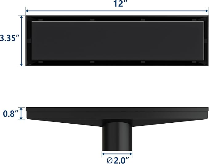 Neodrain 12 in Matte Black Linear Shower Drain- with 2-in-1 Flat & Tile Insert Cover, 304 Stainless Steel Rectangle Shower Floor Drain,Floor Shower Drain