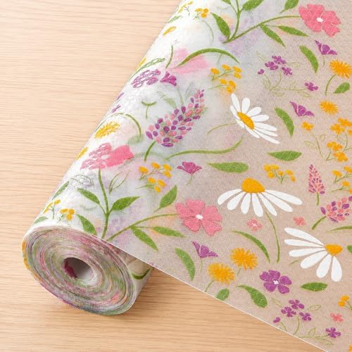 INNOLITES Shelf Liner for Kitchen Cabinet, Floral Drawer Liner Non-Adhesive