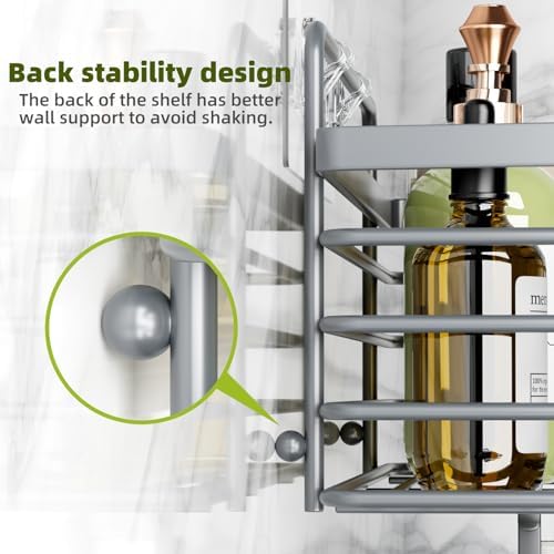 Yougai Dark Gray Shower Shelves, Bathroom Organizers and Storage