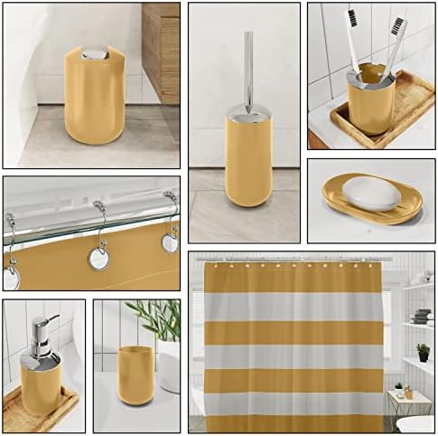 Clara Clark Bathroom Set - Gold Bathroom Accessories Set, 20PC Bathroom Accessory Set, Shower Curtain Set with Liner, Toothbrush Holder, Soap Dispenser, Soap Dish, Toilet Brush Holder, and Trash Can