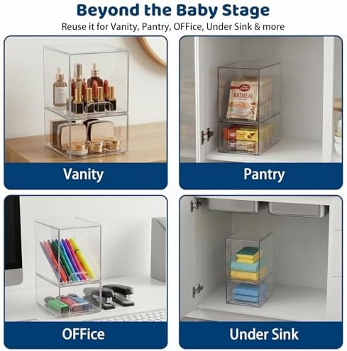 Baby Bottle Organizer Stackable, 2 Pack, 7.7'' & 4.2'' Tall