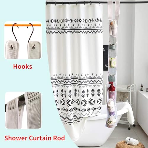 Mesh Shower Caddy Hanging, 7 Pocket Organizer, Premium Polyester, Foldable, Lightweight, Portable, White-1Pack