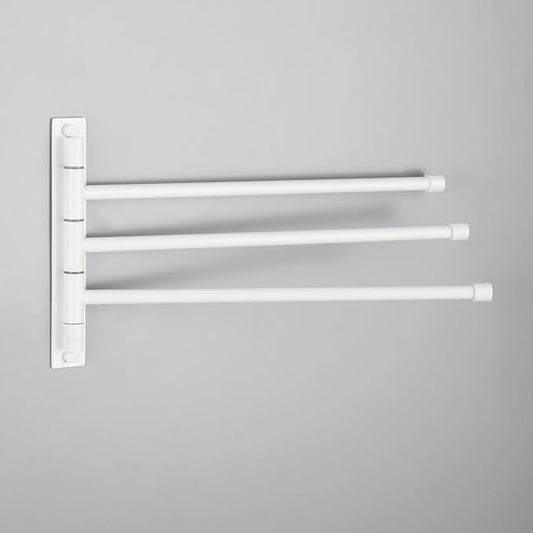 GERZWY Bathroom Hand Towel Rack 3-Bar Folding Arm Swivel Hanger Wall Mount Bath Towel Holder Stainless Steel Swing Out Towel Bar, White