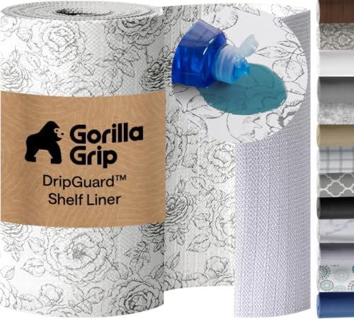 GORILLA GRIP Shelf Liner, Kitchen Drawer Protector, 12x240 Floral Gray