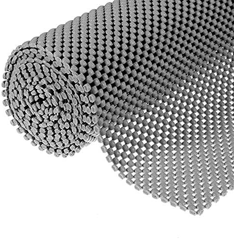 Shelf Liner Drawer Liner Non-Slip Mat Shelves Liners 12" X6.5’ Grid Pattern PVC Non-Adhesive Grip Liner Anti-Slip Mat for Kitchen Cabinets Wire Shelving Pantry Dresser Refrigerator (Grey)