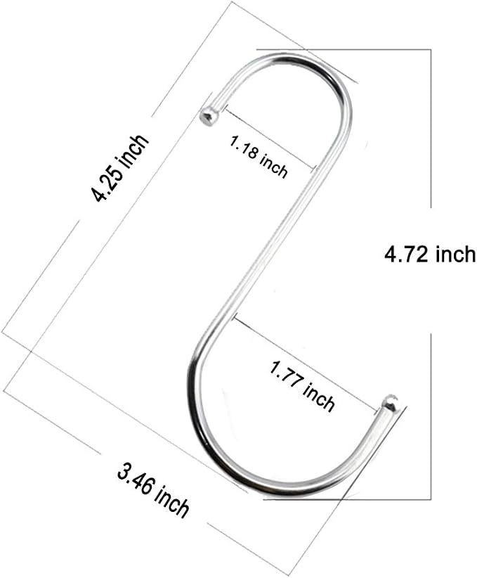 14 Pcs Heavy Duty 4.7 Inches Extra Large S Shape Hooks Heavy-Duty Metal Hanging Hooks Apply Kitchenware Bathroom Utensils Plants Towels Gardening Multiple uses Tools (Silver)