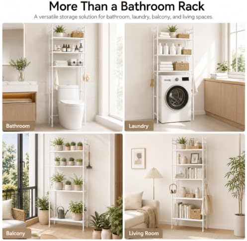 3-Tier Over the Toilet Storage,Metal Storage Rack Above The Toilet Storage Rack,Space Saver Freestanding Bathroom Shelve for Accommodate Toiletries and Daily Necessities (Black)