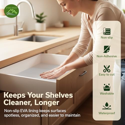 EVALAND Shelf Liner Cabinet Liner Non-Adhesive Drawer Liner 23.6 in x 20 FT
