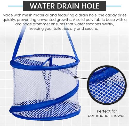 Handy Laundry Foldable Shower Caddy - Collapsible, Portable, Drainage Hole, Carry Handle, Large Compartments. Great Organizer for Camp, Travel, Gym, and Dorm (Blue) (Pack of 2)