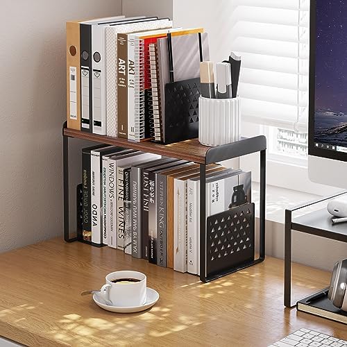 Mitus Stacking Wood Shelf Organizer, Counter Cabinet Storage Rack, 12 inch