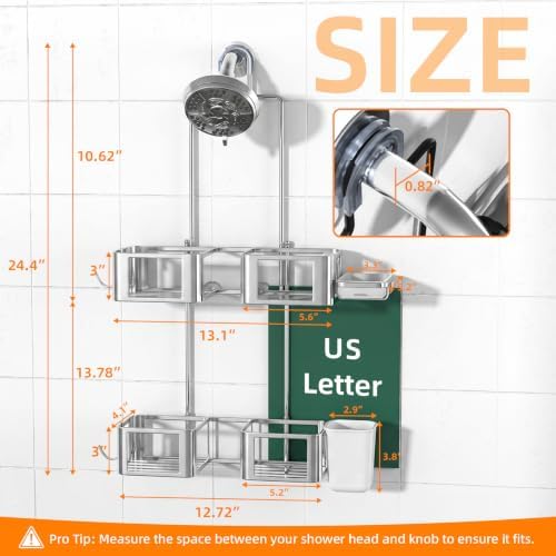 Shower Caddy Haging for Handheld Showerhead, Over Head Shower Caddy,Silver