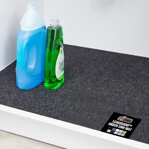 GORILLA GRIP LeakGuard Under Sink Mat for Kitchen Cabinet, 24x24 Charcoal