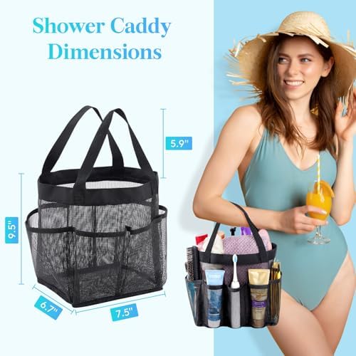 Lifewit Mesh Shower Caddy Portable, Dorm Room Essentials, 2 Packs, Black