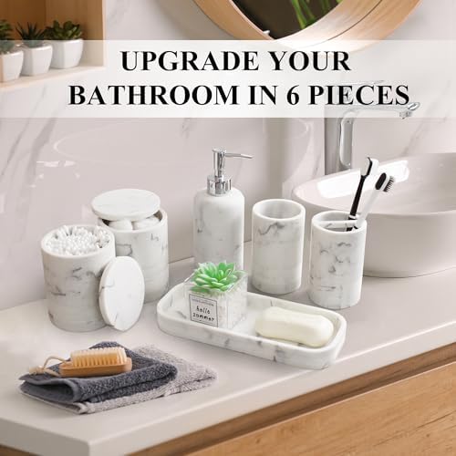 LIN CHUAN 6-Piece Bathroom Accessories Set, Bathroom Organizer, White