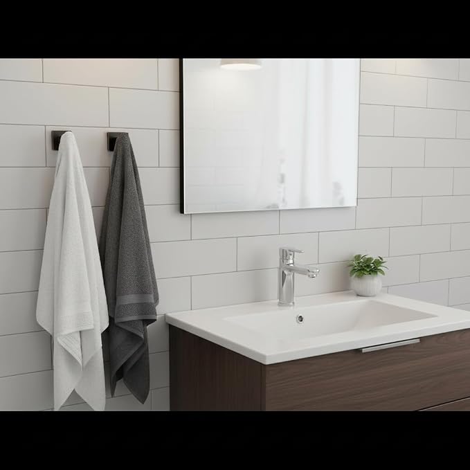 Matte Black Square Wall Hanger, Towel Hanger, Wall Mounted, Bathrobe Hook Kitchen Hooks 2 Bathroom Hooks