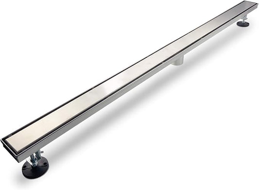 Linear Shower Drain, 60 inch Drain with Tile Insert 2-in-1 Panel, Brushed 304 Stainless Steel Shower Floor Drain, Linear Drain with Hair Strainer and Adjustable Feet