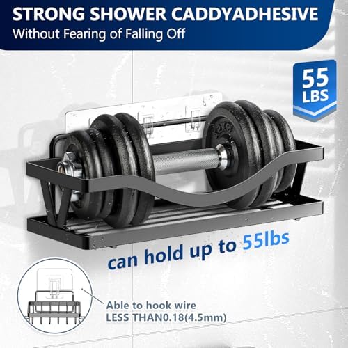 14 Pack Shower Caddy Adhesive Replacement, Strong Adhesive Hooks, Waterproof Shower Adhesive Strips, No Drilling, for Bathroom Storage Shelves and Kitchen Racks