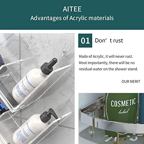 AITEE Acrylic Shower Caddy Organizer, Shampoo Holder Shelf Wall Mounted