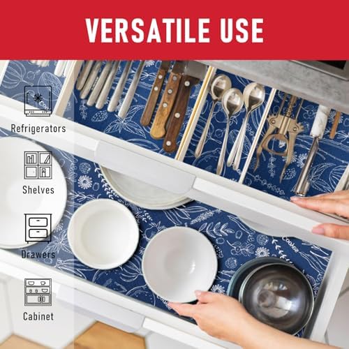 Cooyes Large Fridge Liners for Refrigerator, 17.7" × 24", Drawer & Shelf Liners for Kitchen Cabinets Non-Adhesive, Breathable Cloth Material, Non-Slip, Keep Produce Fresh Longer