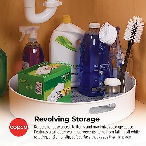 Copco Under-Sink Pantry and Cabinet Organizer, 18-Inch, Revolving Storage Solution, White and Gray