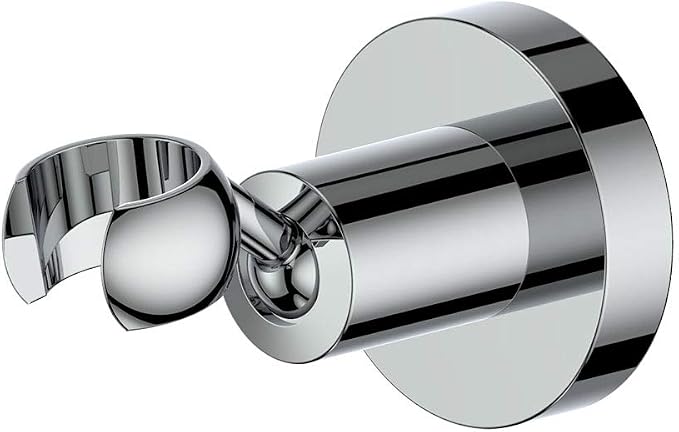 Wall Mounted All Brass Adjustable Handheld Shower Head Bracket Holder, Hand Held Shower Wand Hose Sprayer Holder (Round, Chrome)