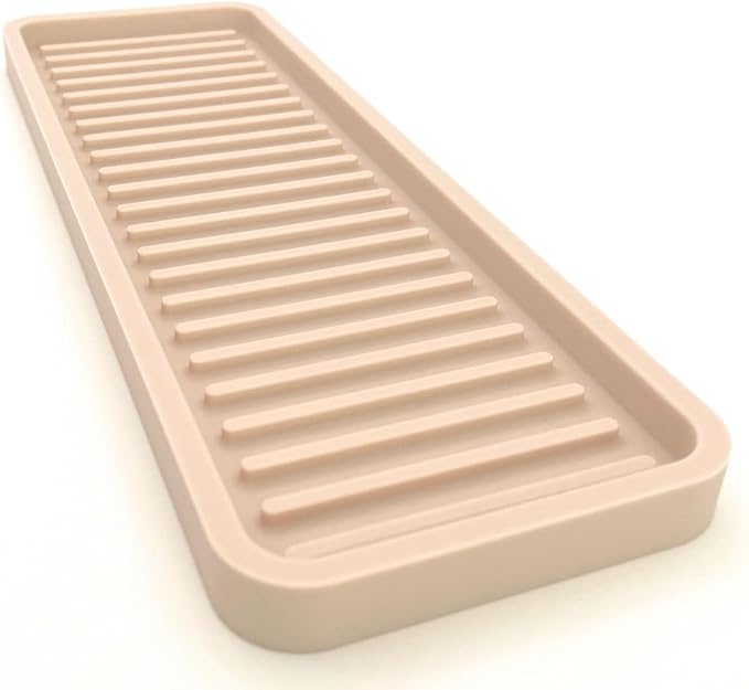 Silicone Kitchen Sink Organizer Tray, Sponge Holder and Countertop Protector | Bathroom and Kitchen Soap Dish and Dispenser Tray (Sand Dollar, 12"x4")