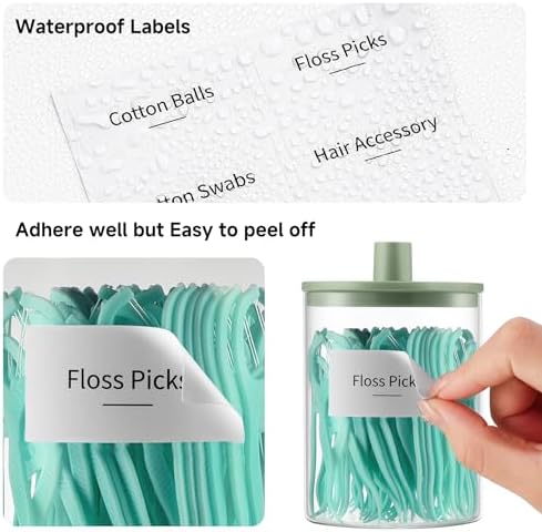 TIPGO Glass Qtip Holder Dispenser for Bathroom - 10 oz Clear Canister Apothecary Jar for Cotton Swabs, Balls, Pads, Floss Picks, Small Containers for Makeup Storage Organizer (2 Pack, Green)