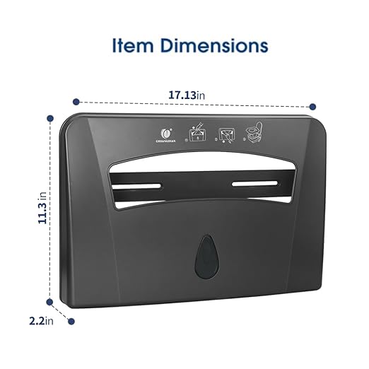 Toilet Seat Cover Dispenser, Dark Grey | ABS, Wall Mounted, Half-fold, Commercial, Bathroom, Restroom, Residential