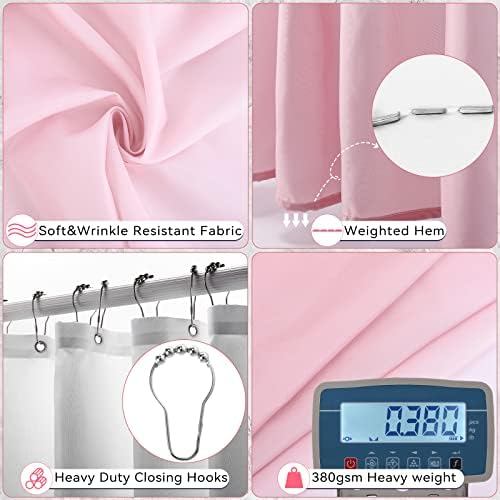 XLHOMO Pink Bathroom Set, Bathroom Sets with Shower Curtain and Rugs