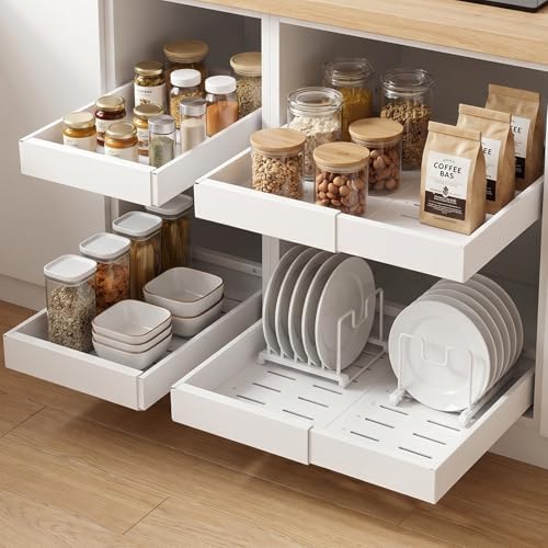 DOMNIU 4 Pack Pull Out Cabinet Organizers Expandable Width (12.4''-20.27'')