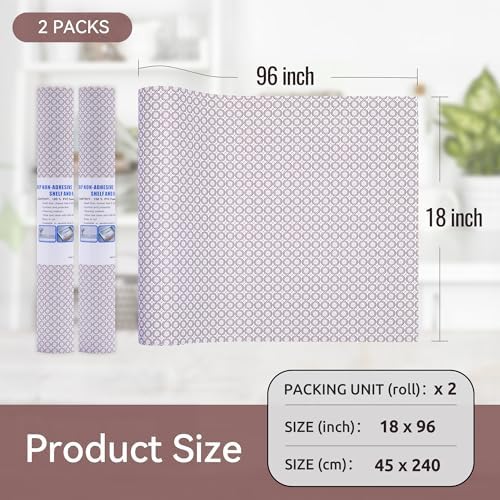 FIFTY FEET 18"x96" Non-Adhesive Shelf Liner for Kitchen Cabinets and Drawers, Washable Non-Slip PVC Cabinet Liner (Red Circle)(2 Roll)
