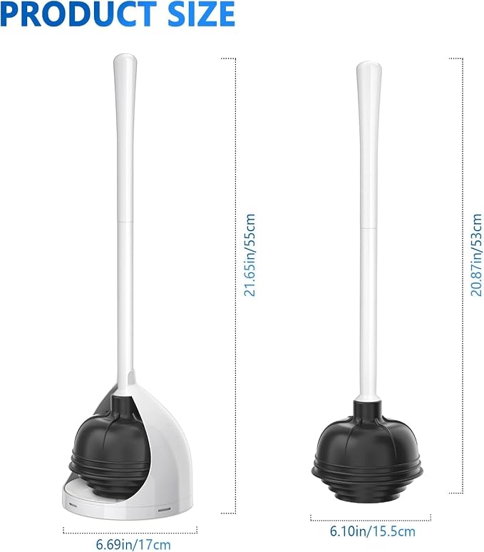 Toilet Plunger with Holder, Unique Plunger with All-Angle Design, Plungers for Bathroom with Holder, Heavy Duty Toilet Plunger for 5.7-inch Toilet Drain Bathroom Cleaning