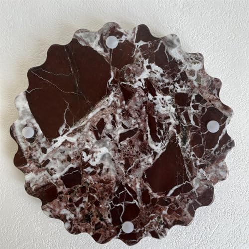 Marble Scalloped Tray Round Wave Tray Small Serving Platter for Counter, Bathroom, Kitchen, Nightstand, Jewelry Ring Dish Holder (Rosa Levanto)
